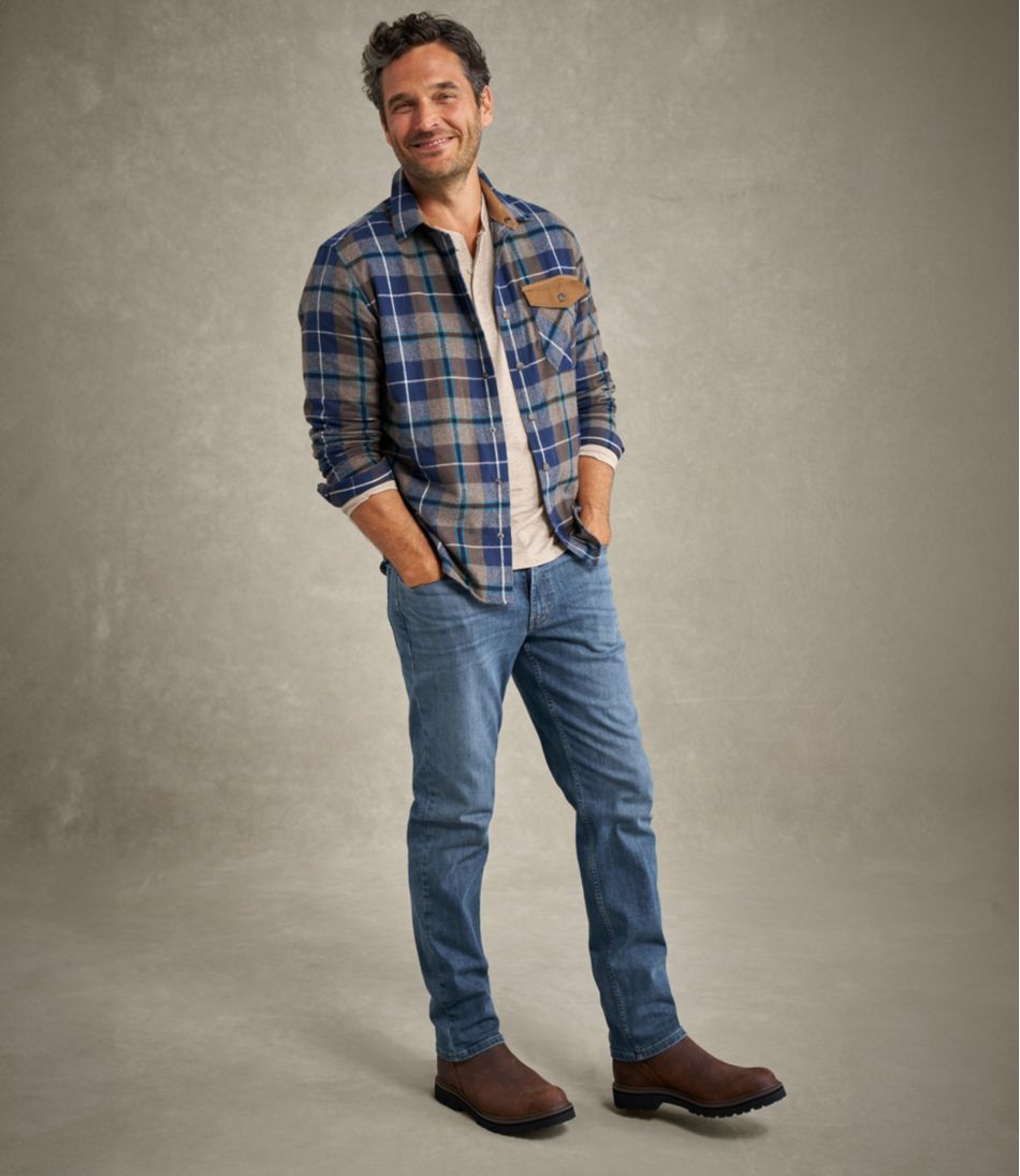 Men's Scotch Plaid Flannel Shirt, Snap-Front, Slightly Fitted Untucked Fit