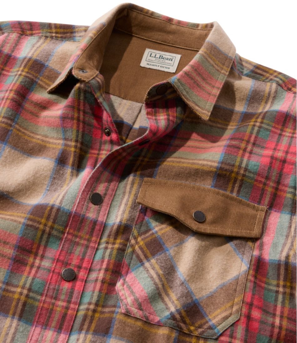 Men's Scotch Plaid Flannel Shirt, Snap-Front, Slightly Fitted Untucked Fit