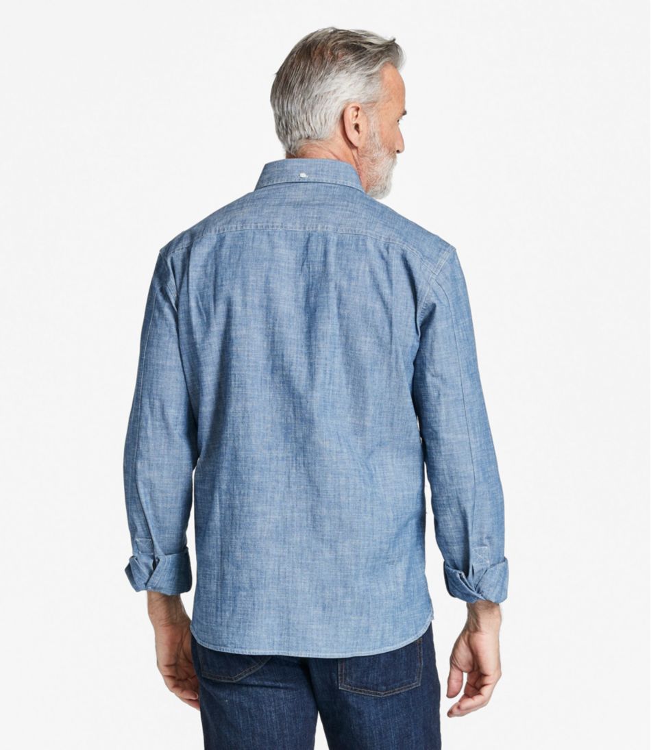 Men's Comfort Stretch® Chambray Shirt, Traditional Untucked Fit, Long-Sleeve