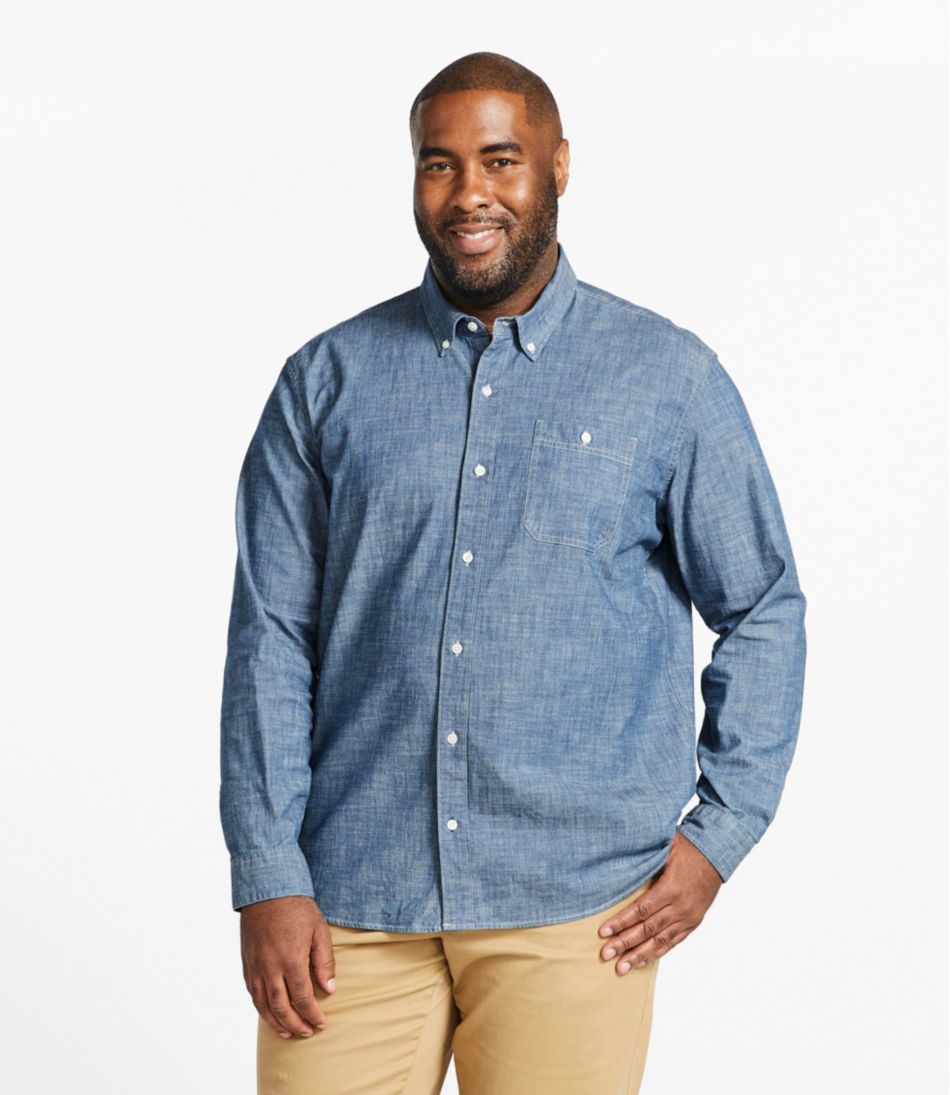 Men's Comfort Stretch® Chambray Shirt, Traditional Untucked Fit, Long-Sleeve