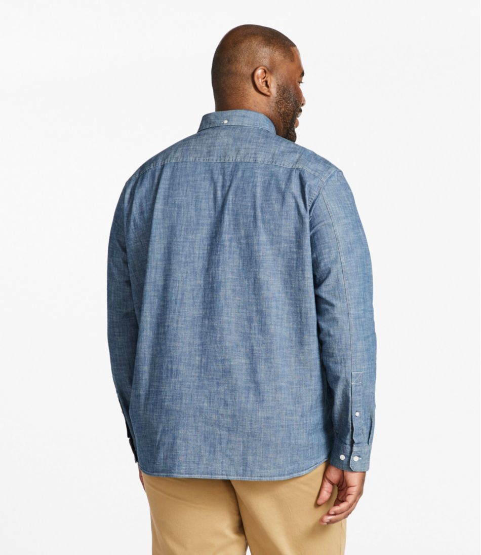 Men's Comfort Stretch® Chambray Shirt, Traditional Untucked Fit, Long-Sleeve