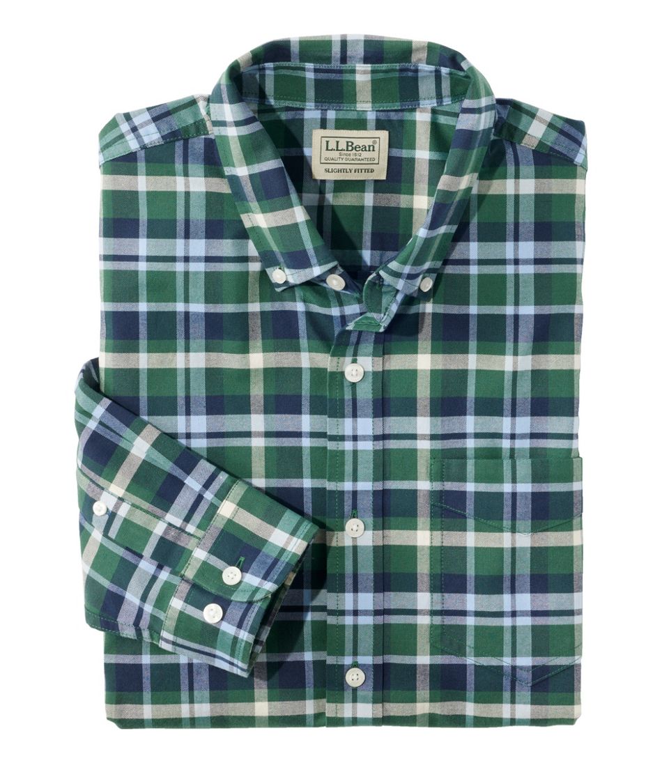 Men's Comfort Stretch® Oxford Shirt, Slightly Fitted Untucked Fit, Plaid