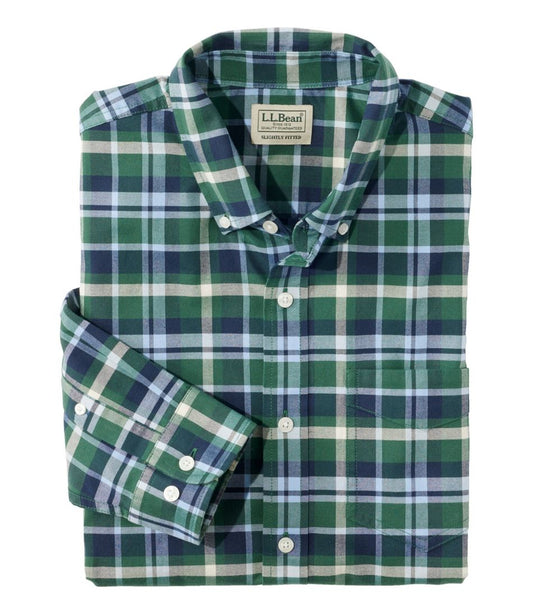 Men's Comfort Stretch® Oxford Shirt, Slightly Fitted Untucked Fit, Plaid