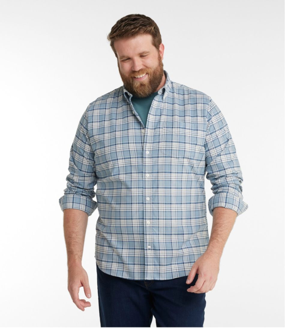 Men's Comfort Stretch® Oxford Shirt, Slightly Fitted Untucked Fit, Plaid