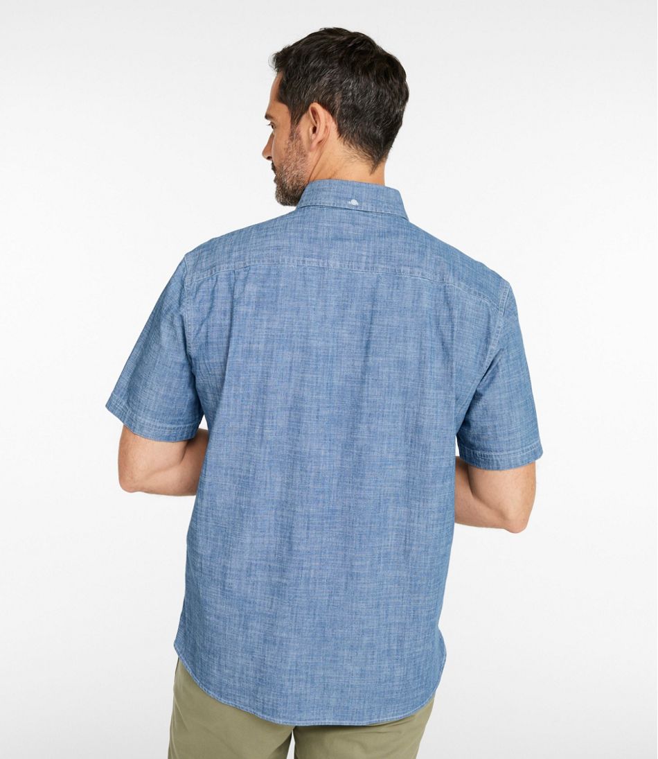 Men's Comfort Stretch® Chambray Shirt, Traditional Untucked Fit, Short-Sleeve