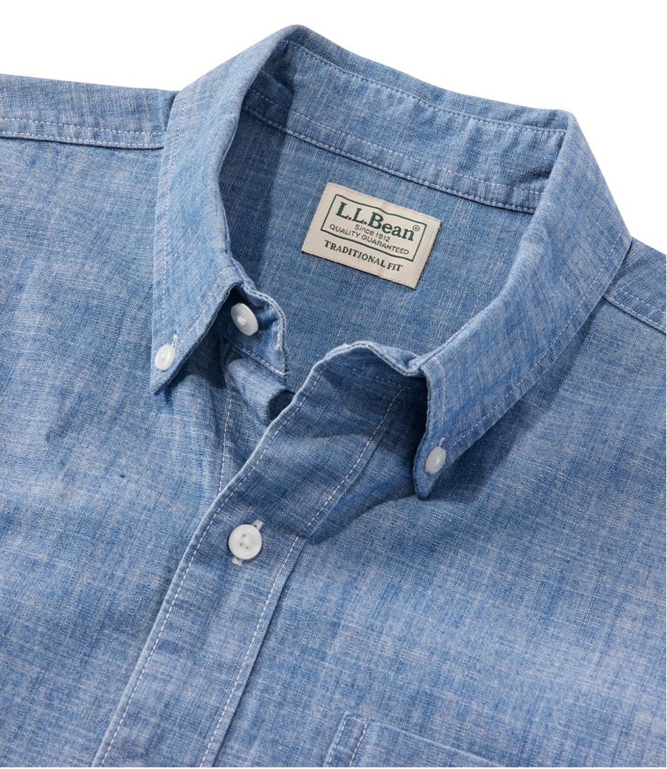Men's Comfort Stretch® Chambray Shirt, Traditional Untucked Fit, Short-Sleeve