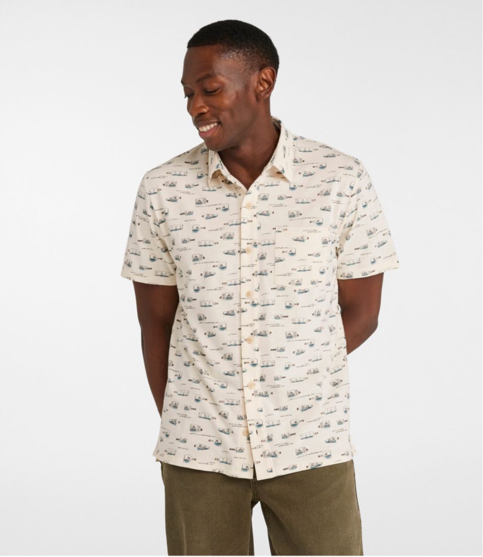 Men's Lakewashed Performance Shirts, Button-Front Shirt, Short-Sleeve, Print