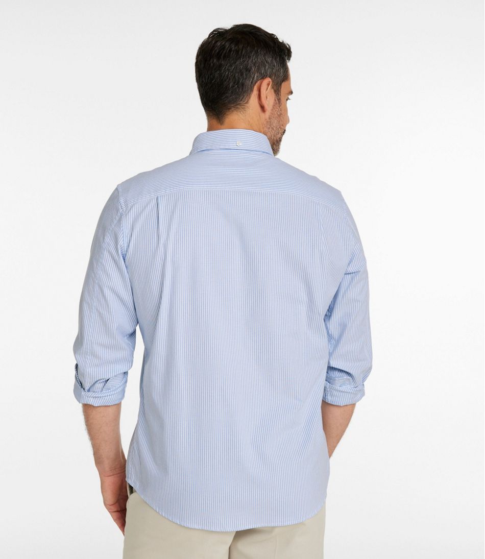 Men's Comfort Stretch Oxford Shirt, Slightly Fitted Untucked Fit, Stripe