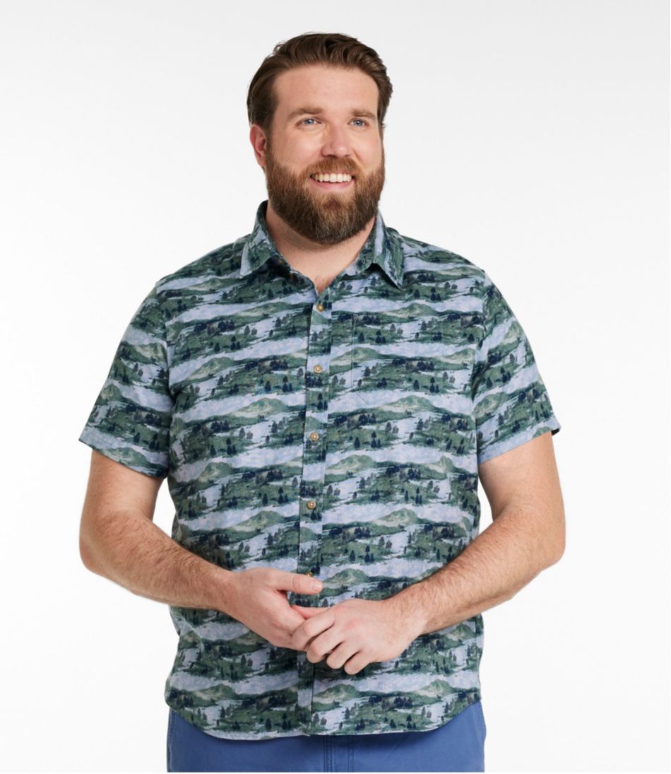 Men's Stonecoast Hemp Shirt, Short-Sleeve, Slightly Fitted Untucked Fit, Print