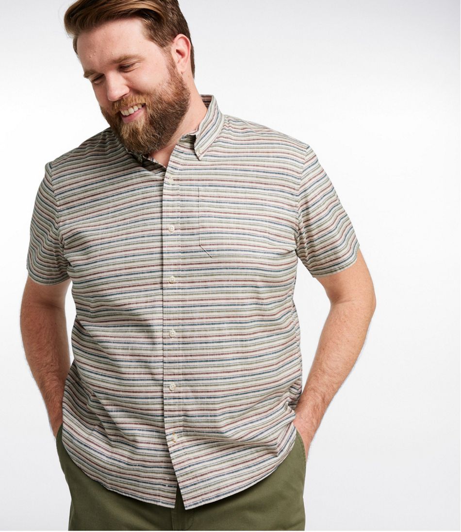 Men's Stonecoast Hemp Shirt, Short-Sleeve, Slightly Fitted Untucked Fit, Stripe