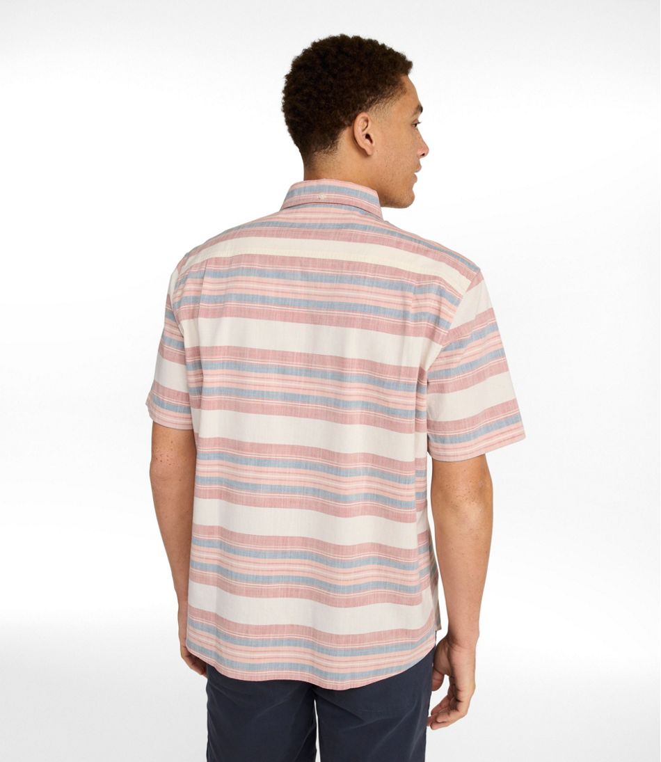 Men's Comfort Stretch Chambray Shirt, Traditional Untucked Fit, Short-Sleeve, Stripe