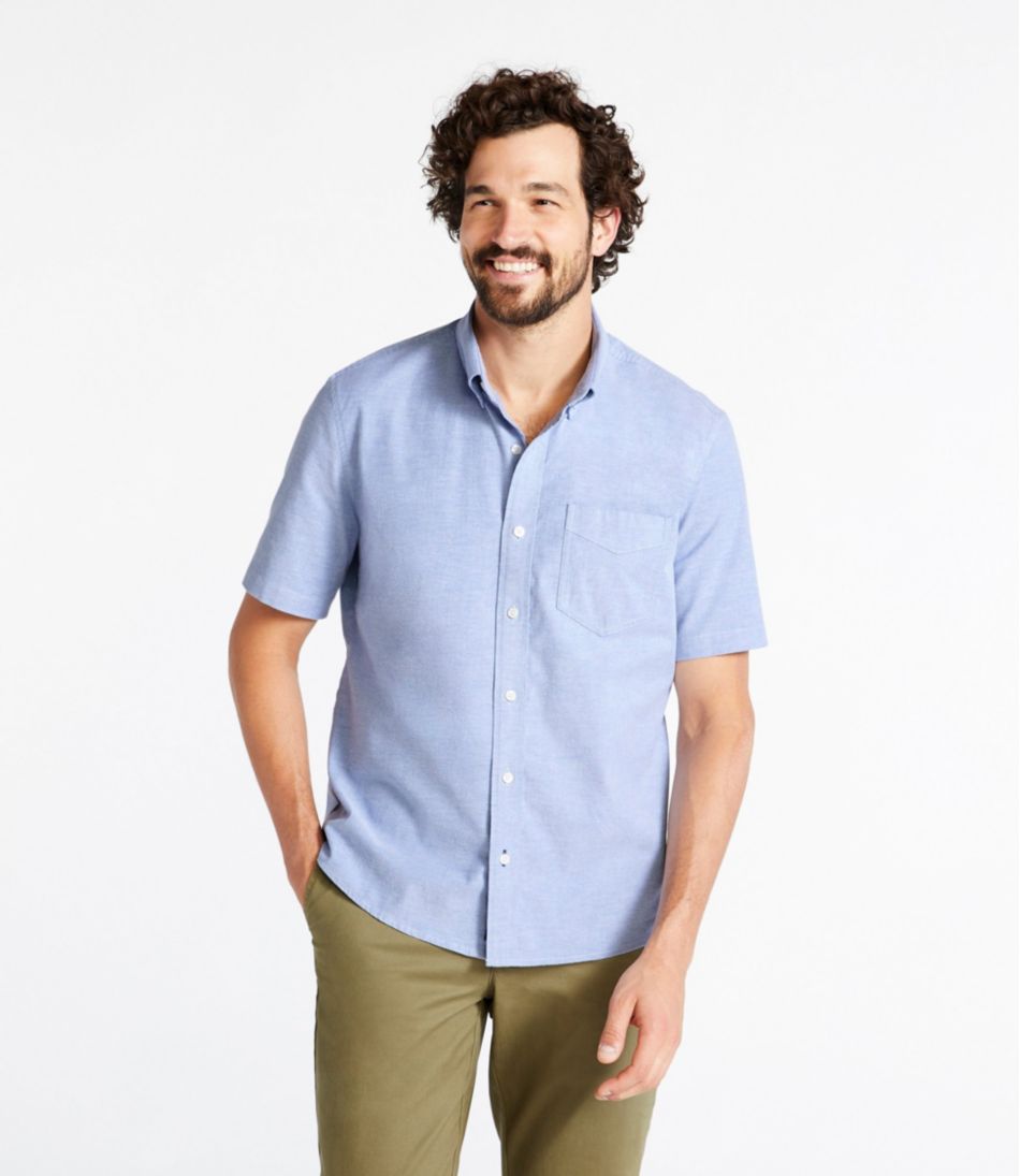 Men's Comfort Stretch® Oxford Shirt, Slightly Fitted Untucked Fit, Short-Sleeve