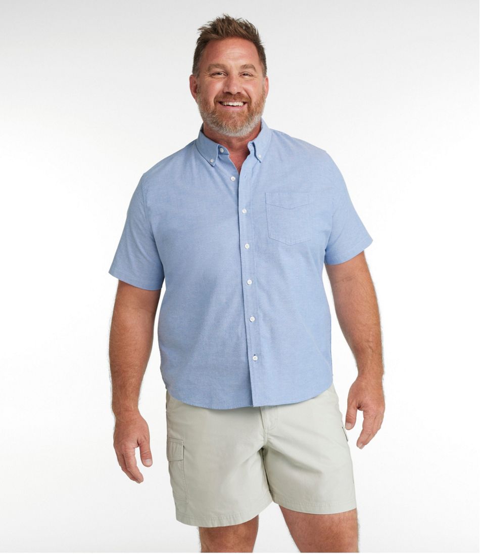 Men's Comfort Stretch® Oxford Shirt, Slightly Fitted Untucked Fit, Short-Sleeve