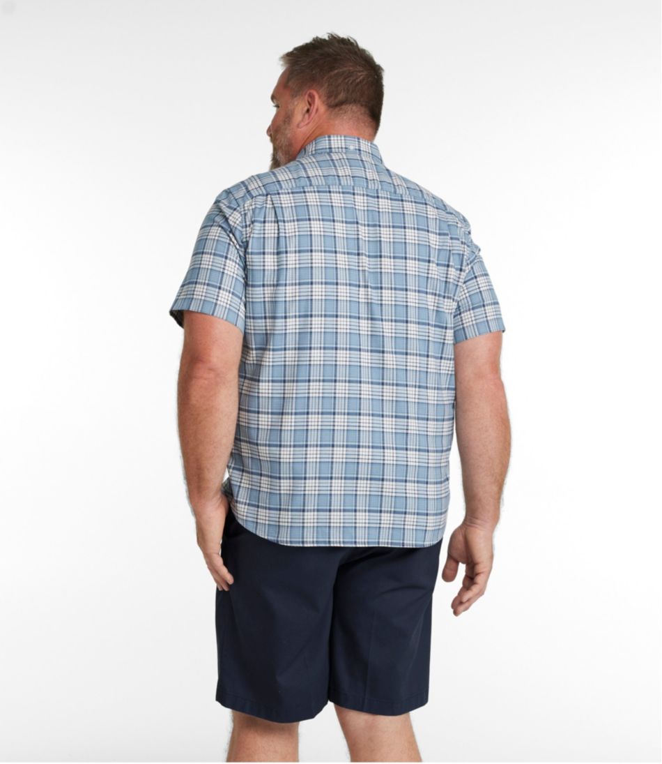 Men's Comfort Stretch® Oxford, Slightly Fitted Untucked Fit, Short-Sleeve, Plaid