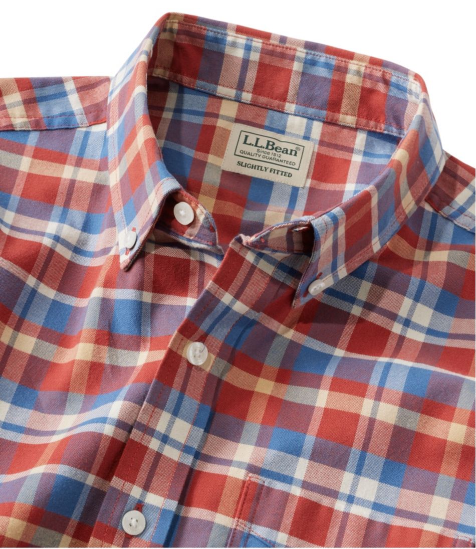Men's Comfort Stretch® Oxford, Slightly Fitted Untucked Fit, Short-Sleeve, Plaid