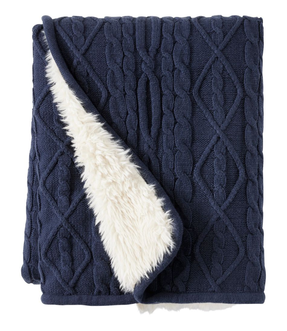 1912 Heritage Knit Faux Fur Throw, Cable