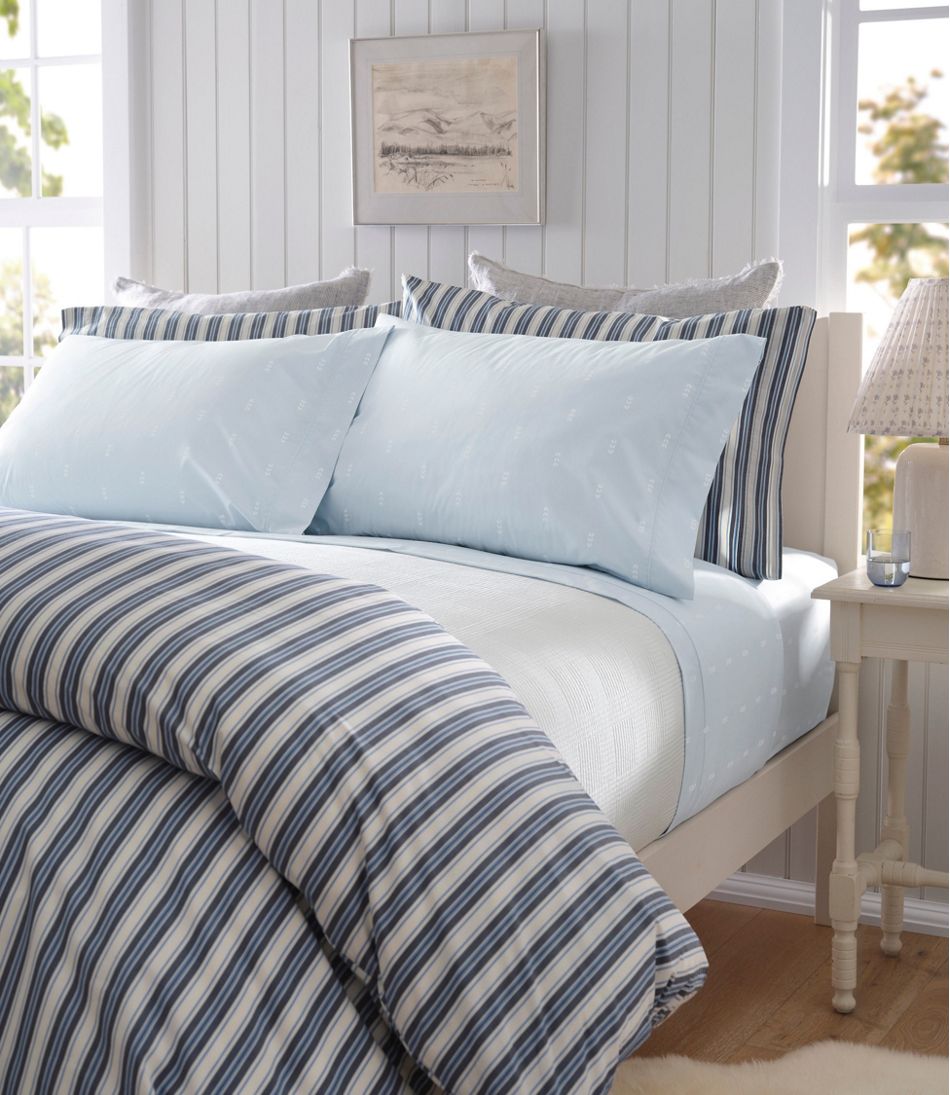 Sunwashed Percale Sheet Collection, Stamped Leaf Print