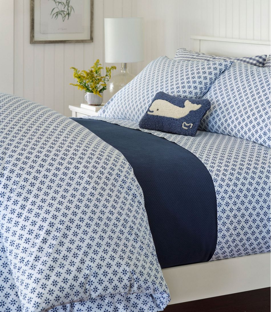 Sunwashed Percale Comforter Cover, Block Floral Print