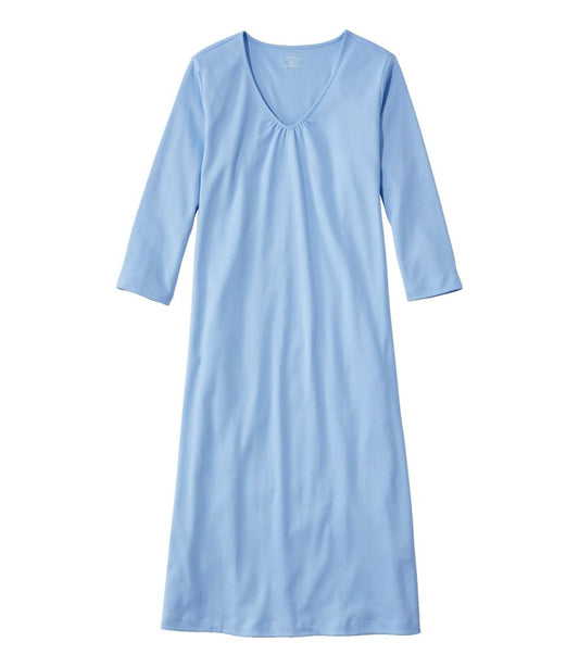 Women's Supima Cotton Nightgown, V-Neck Three-Quarter-Sleeve