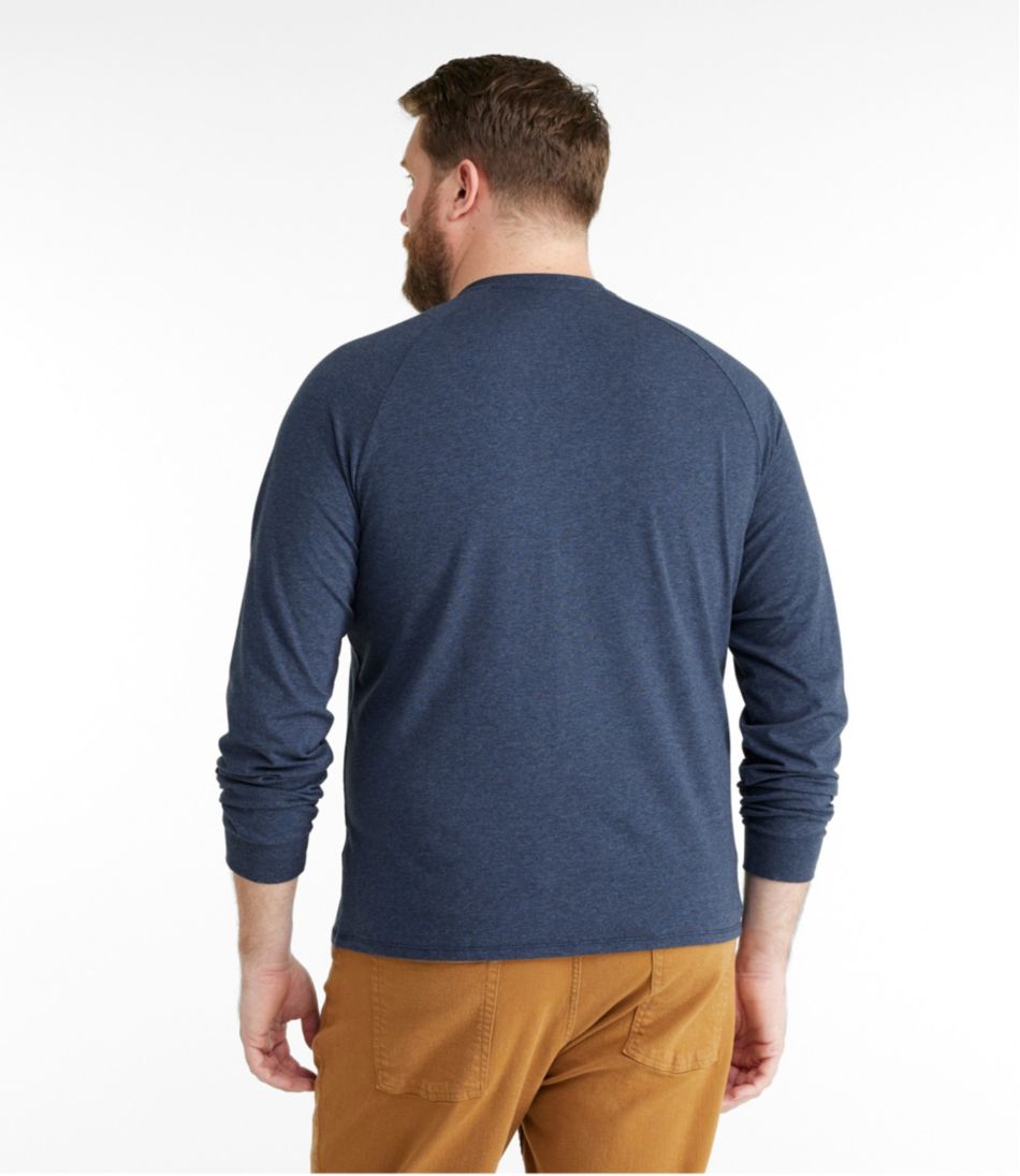 Men's Comfort Stretch Pima Tee Shirt, Long-Sleeve Henley