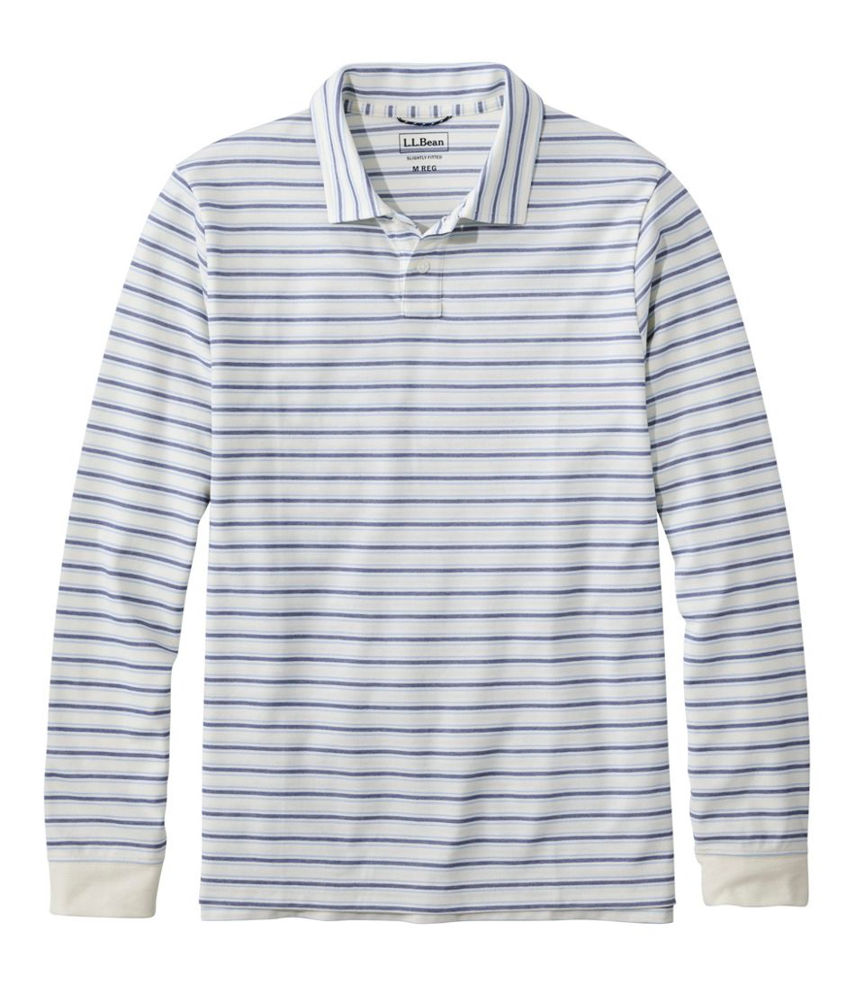 Men's Comfort Stretch Performance® Polo, Long-Sleeve, Stripe