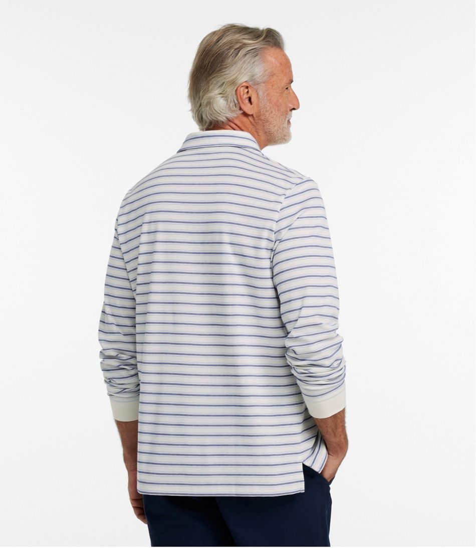 Men's Comfort Stretch Performance® Polo, Long-Sleeve, Stripe