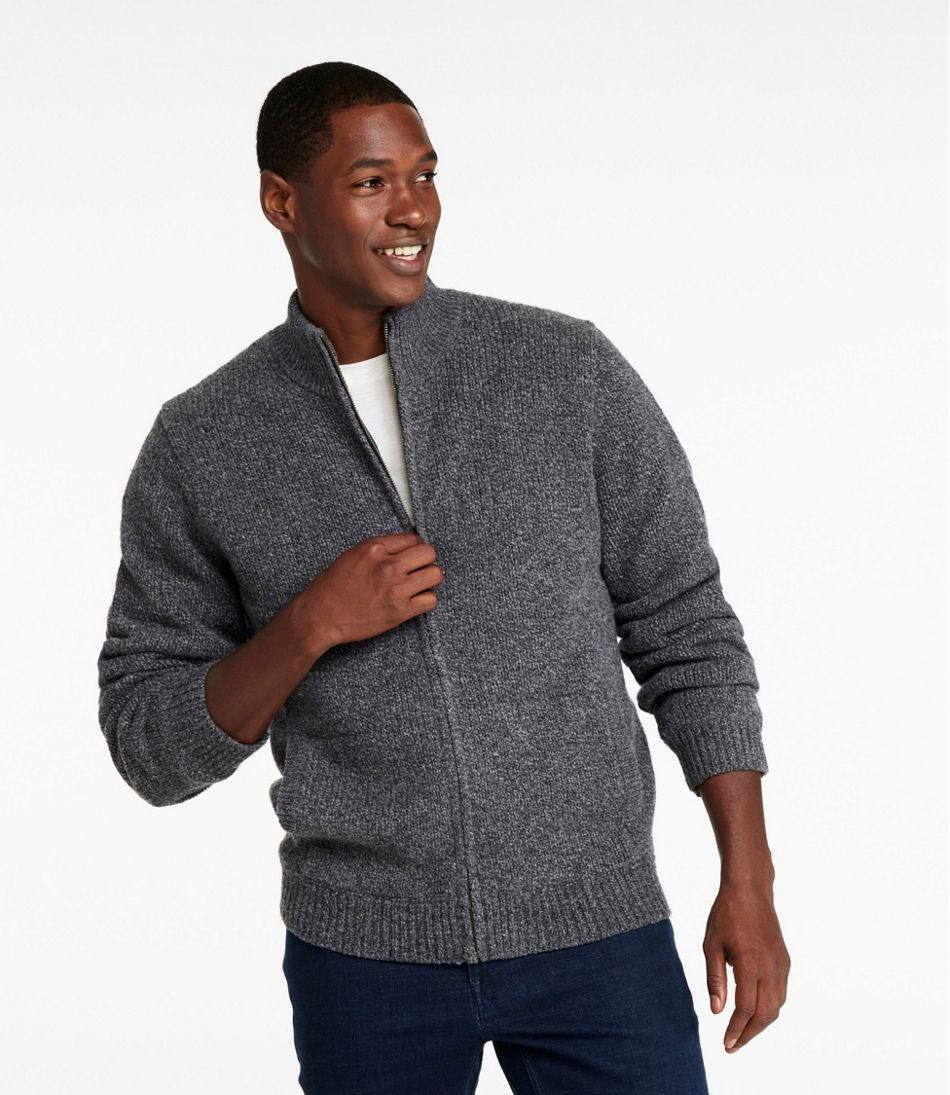 Men's Classic Ragg Wool Sweater, Full-Zip Flannel-Lined