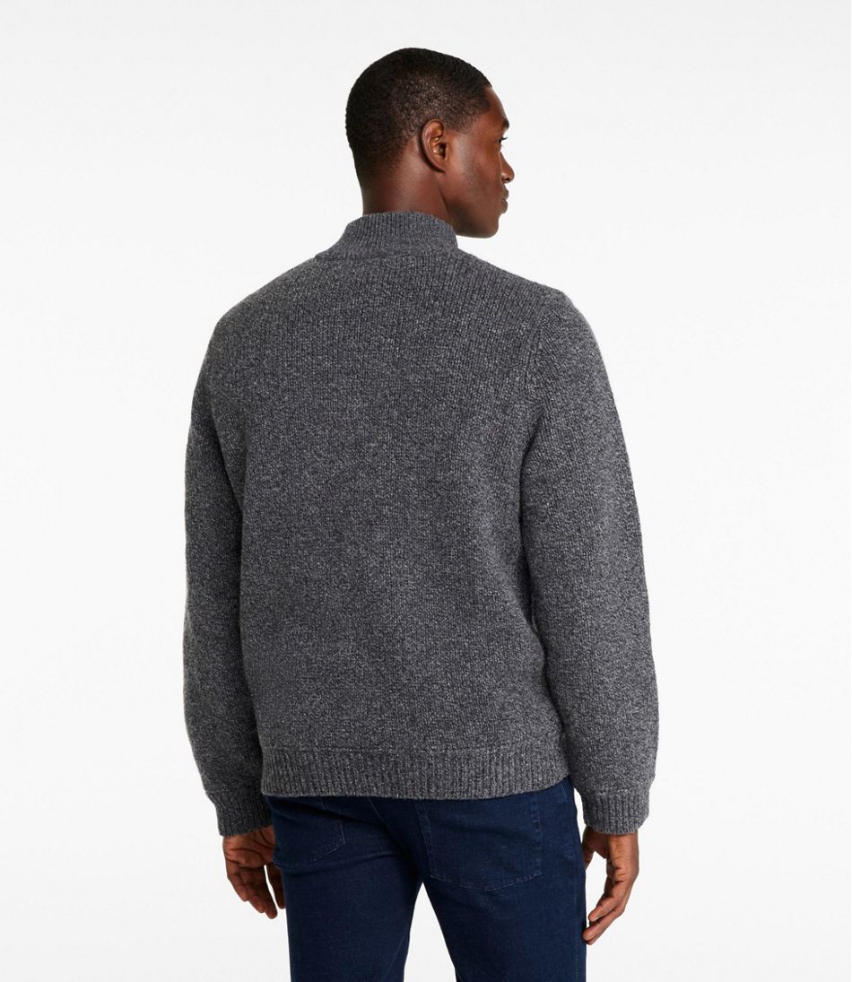 Men's Classic Ragg Wool Sweater, Full-Zip Flannel-Lined