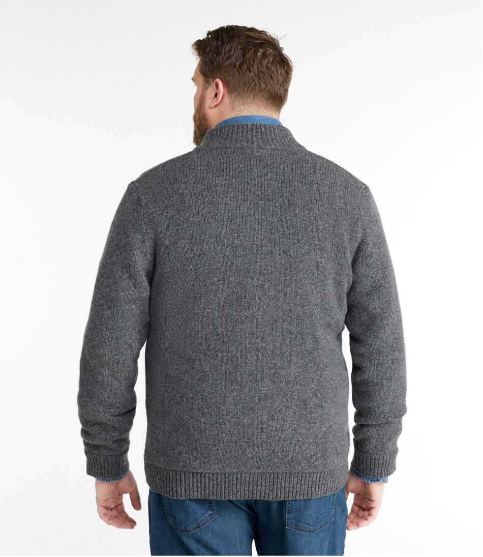 Men's Classic Ragg Wool Sweater, Full-Zip Flannel-Lined