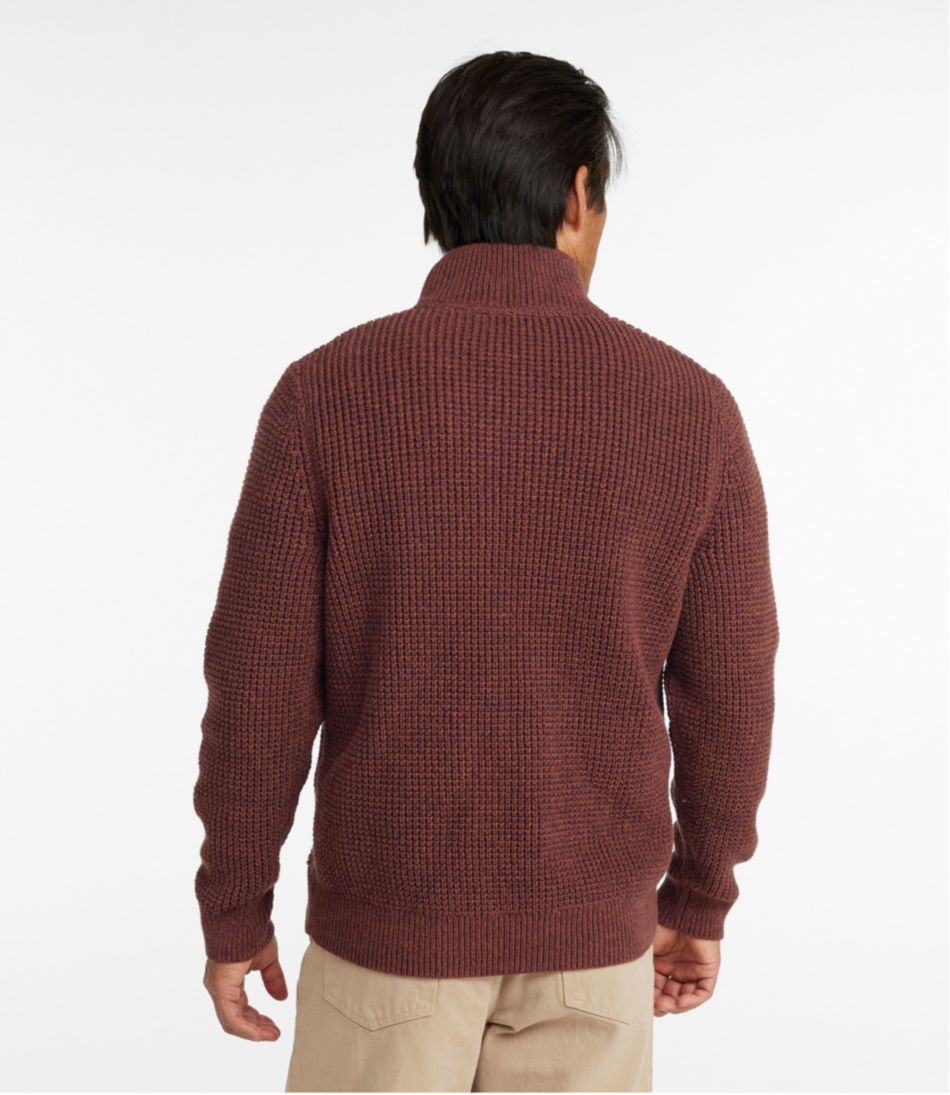 Men's Organic Cotton Waffle Sweater, Quarter Zip