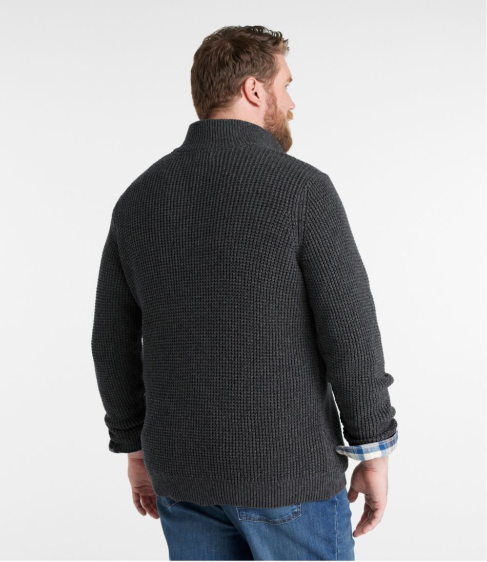 Men's Organic Cotton Waffle Sweater, Quarter Zip