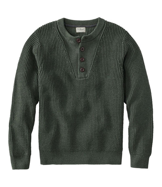 Men's Organic Cotton Waffle Sweater, Henley