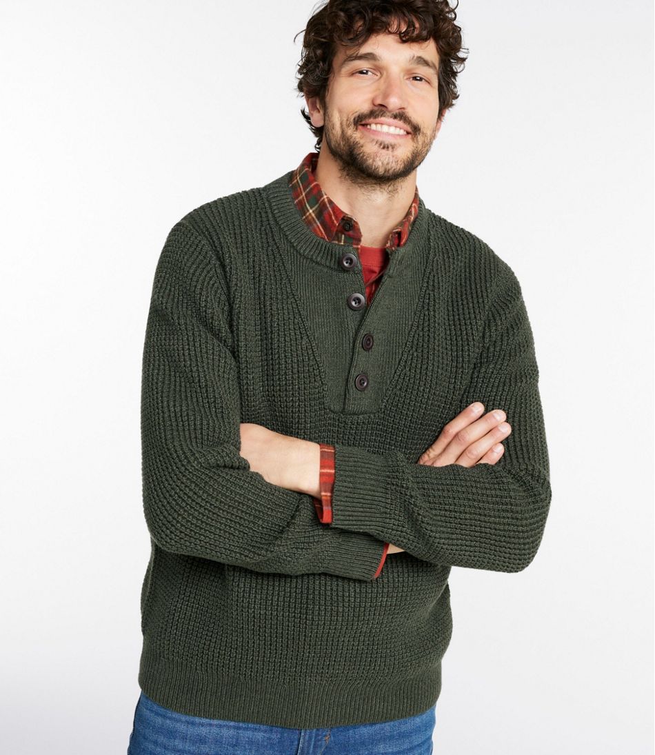 Men's Organic Cotton Waffle Sweater, Henley