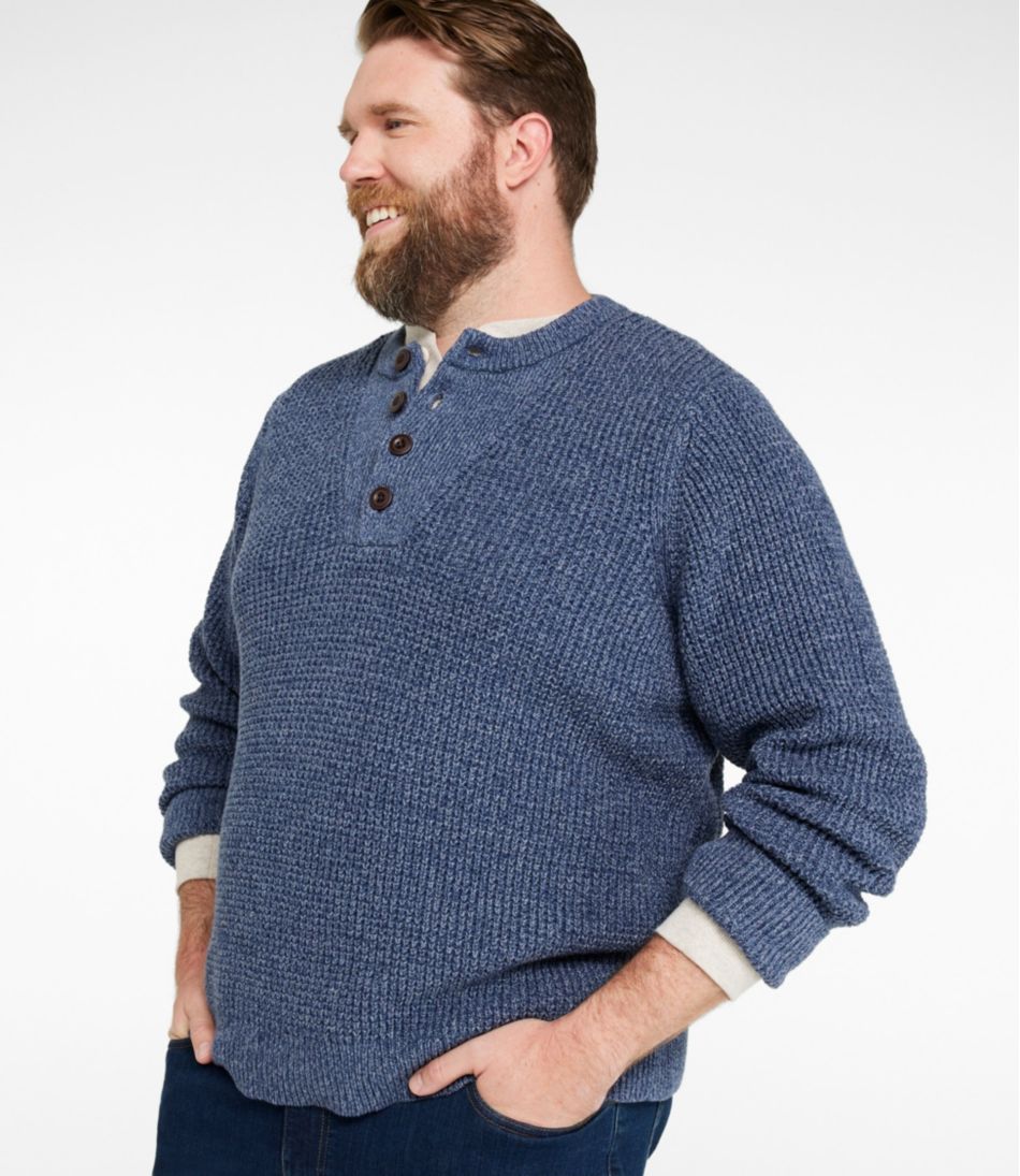 Men's Organic Cotton Waffle Sweater, Henley