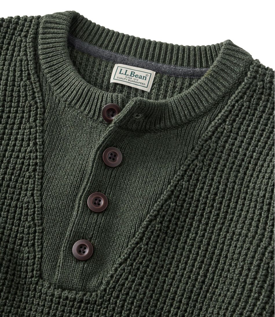 Men's Organic Cotton Waffle Sweater, Henley