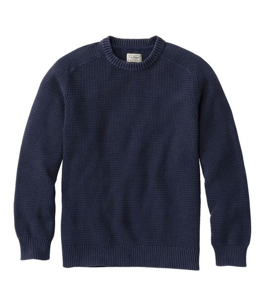 Men's Sunwashed Textured Cotton Sweater, Crewneck