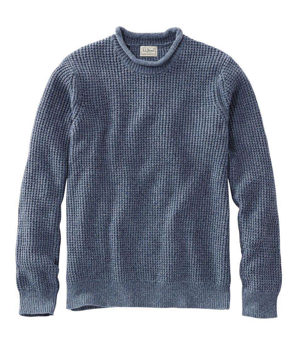 Men's Organic Cotton Waffle Sweater, Rollneck Crew