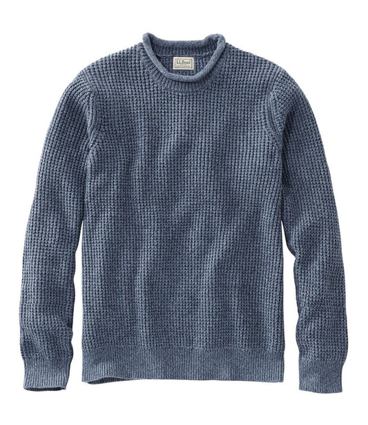 Men's Organic Cotton Waffle Sweater, Rollneck Crew