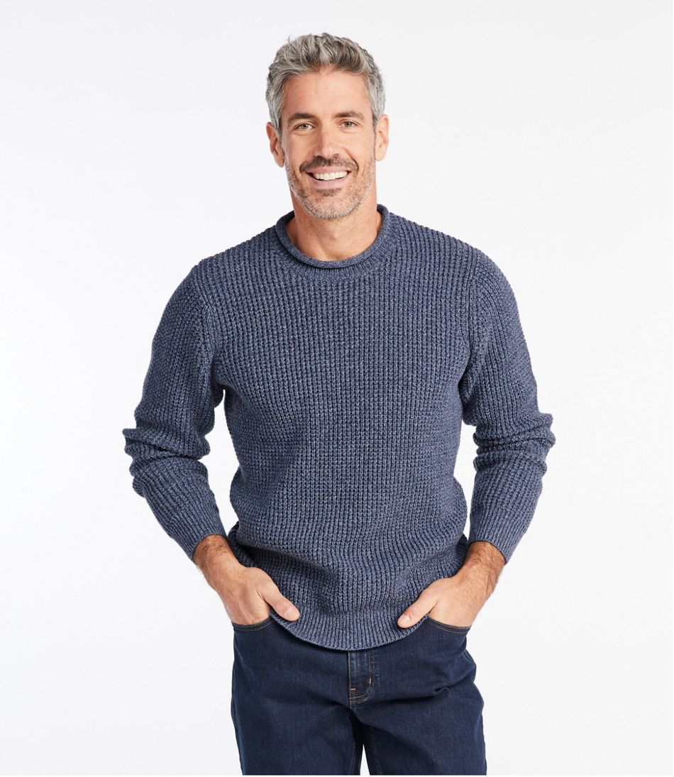 Men's Organic Cotton Waffle Sweater, Rollneck Crew