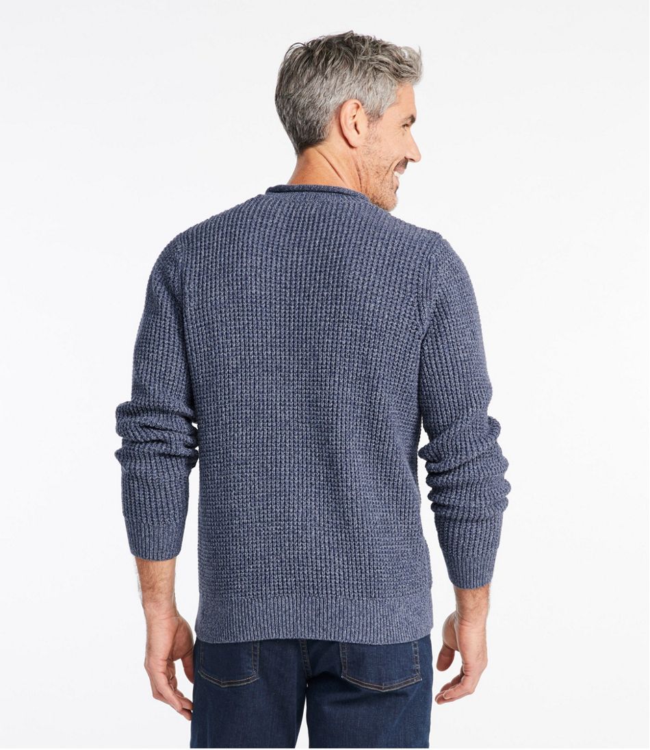 Men's Organic Cotton Waffle Sweater, Rollneck Crew