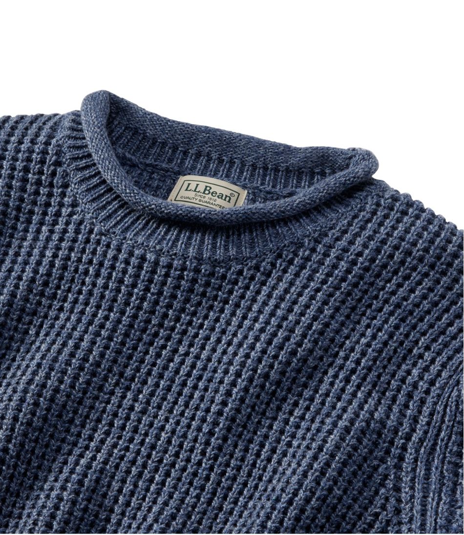 Men's Organic Cotton Waffle Sweater, Rollneck Crew