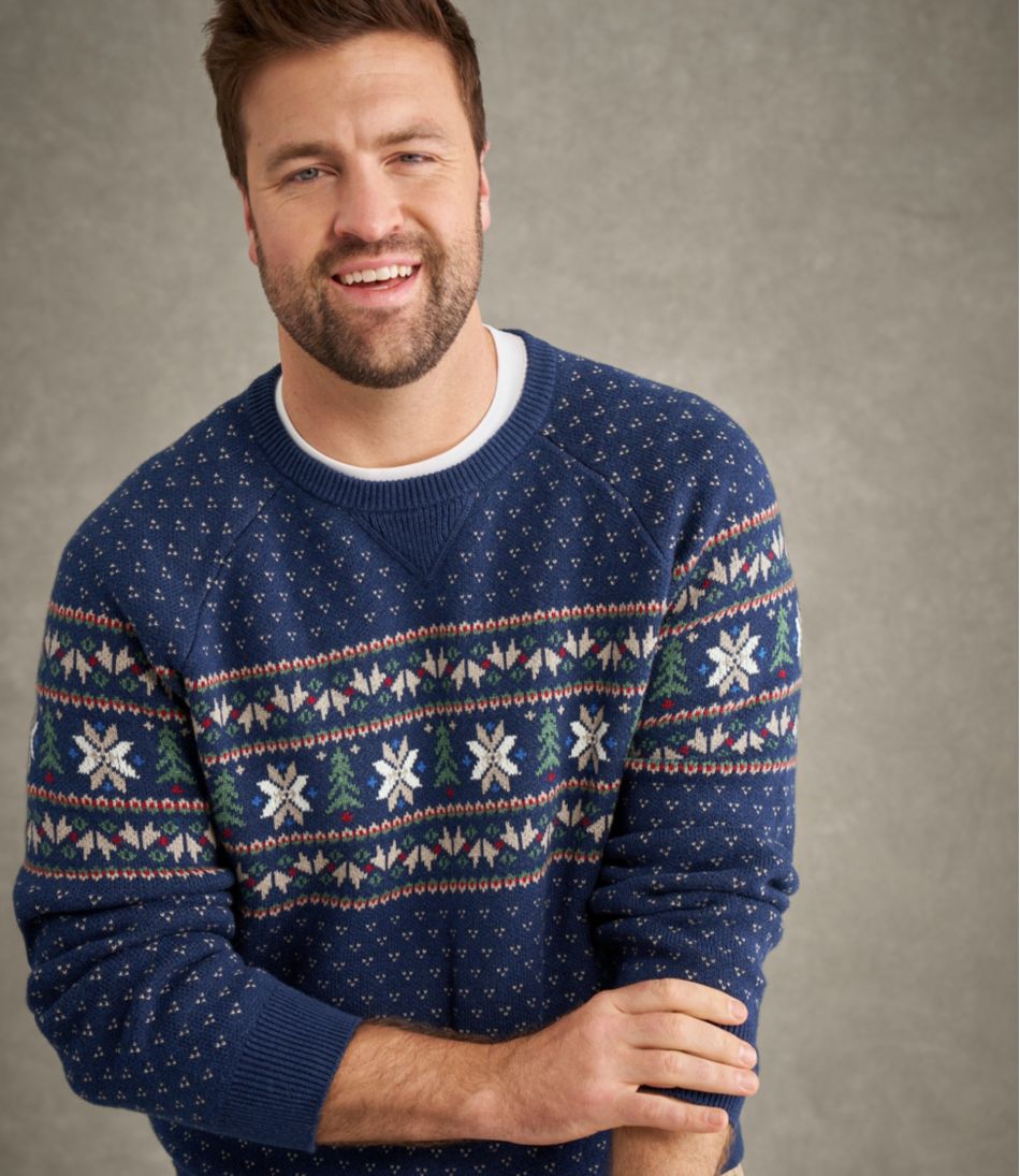 Men's Wicked Soft Cotton/Cashmere Sweater, Crewneck, Pattern