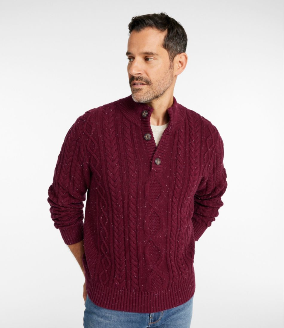 Men's Bean's Heritage Soft Cotton Fisherman Sweater, Button-Mock