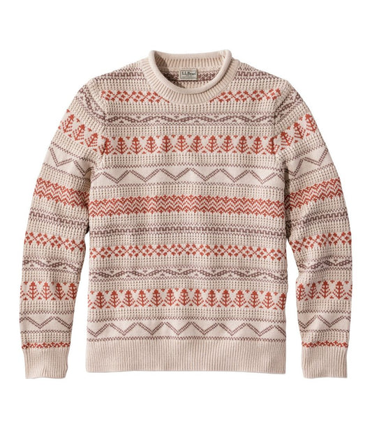 Men's Organic Cotton Waffle Sweater, Crewneck, Fair Isle