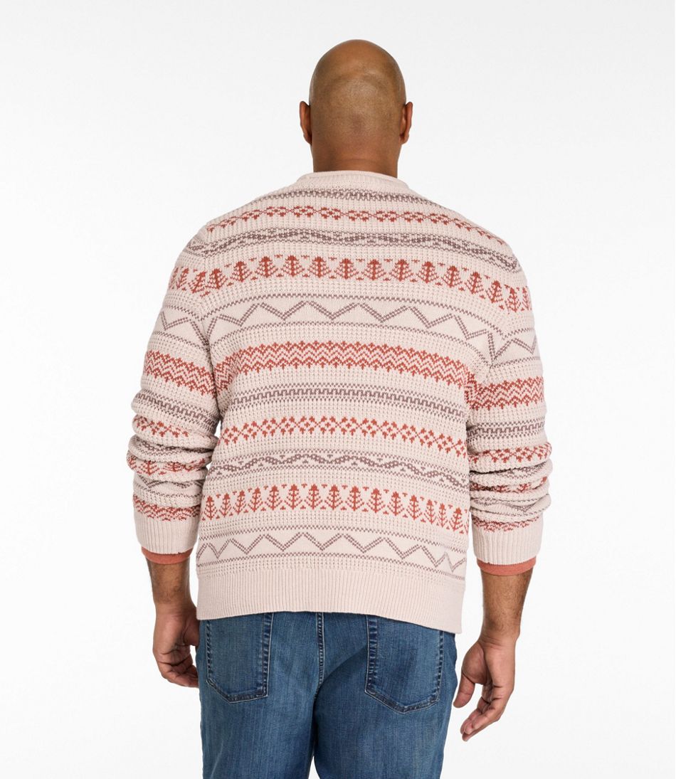 Men's Organic Cotton Waffle Sweater, Crewneck, Fair Isle