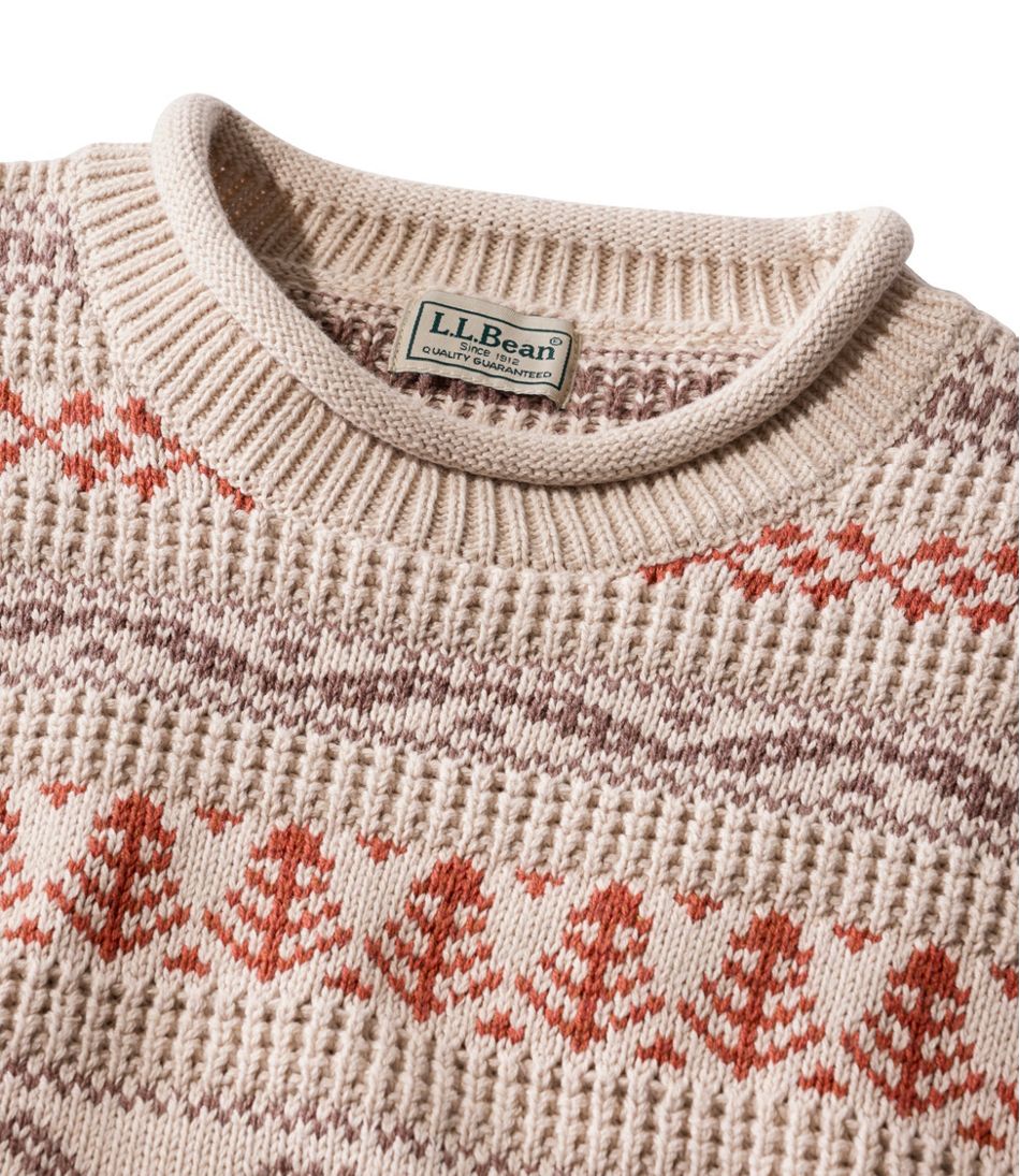 Men's Organic Cotton Waffle Sweater, Crewneck, Fair Isle