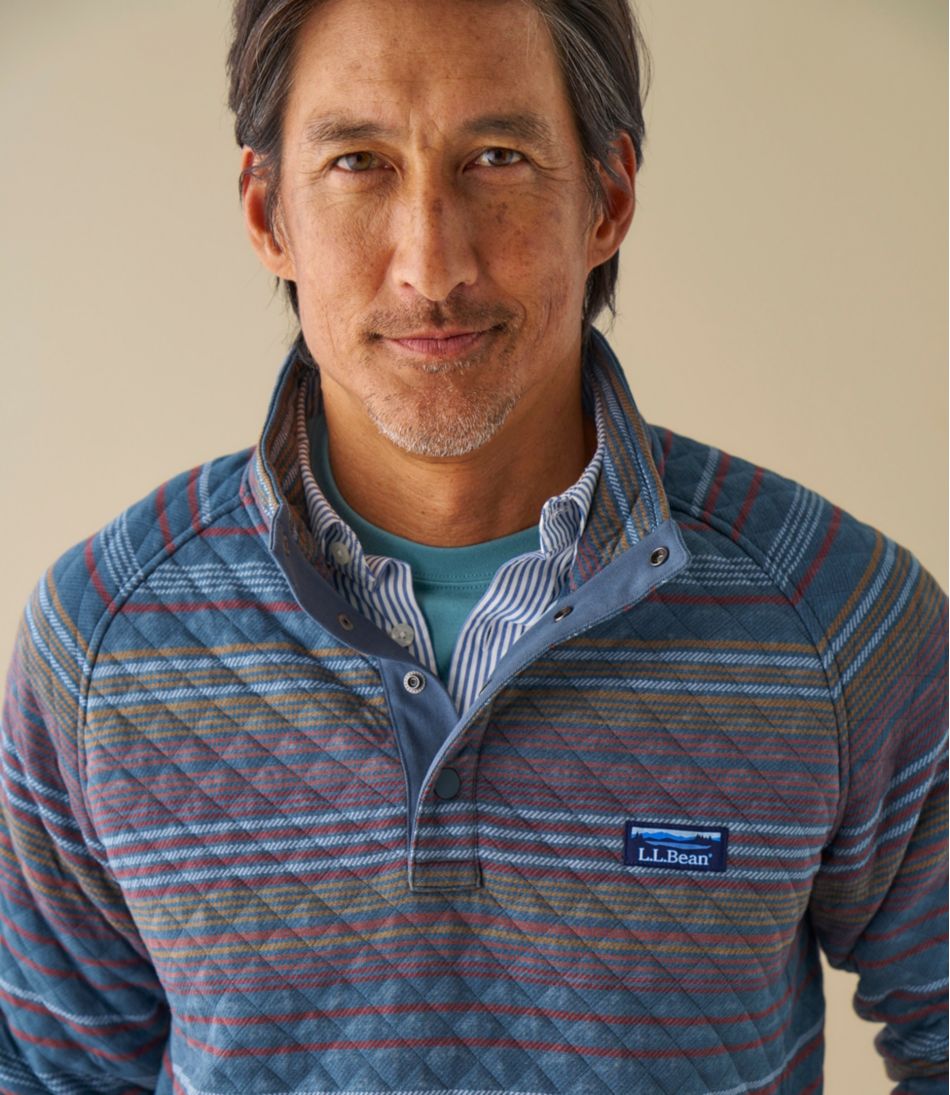 Men's Quilted Sweatshirt, Mockneck, Stripe