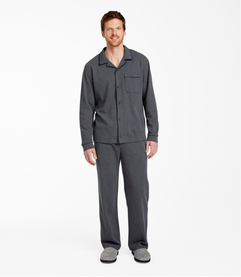 Men's Bean's Cotton Knit Pajamas, Button-Front PJ Set