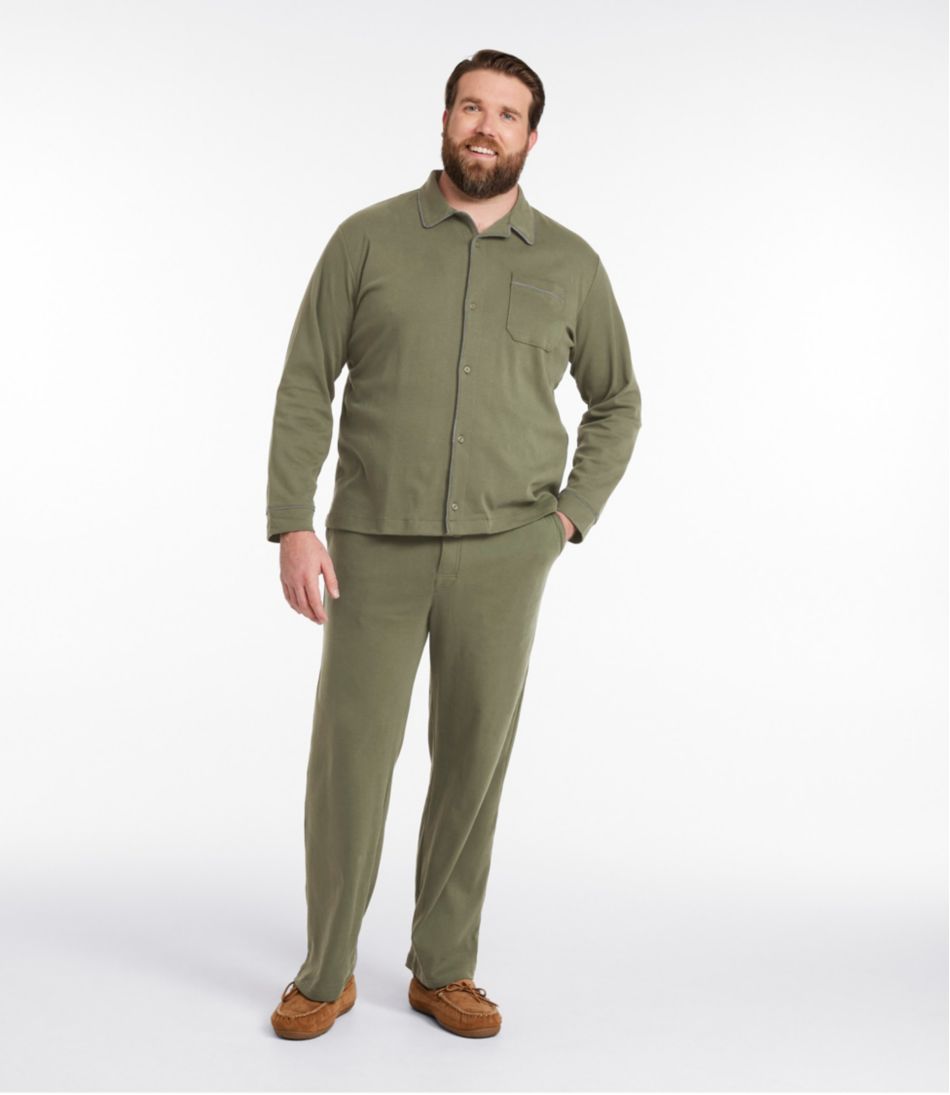 Men's Bean's Cotton Knit Pajamas, Button-Front PJ Set
