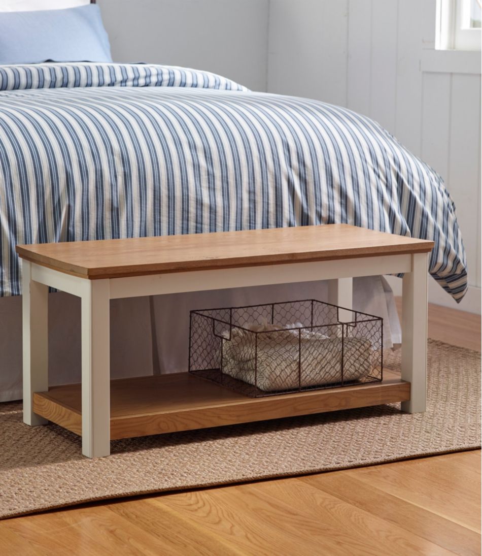 Painted Farmhouse Bench, Wood Top